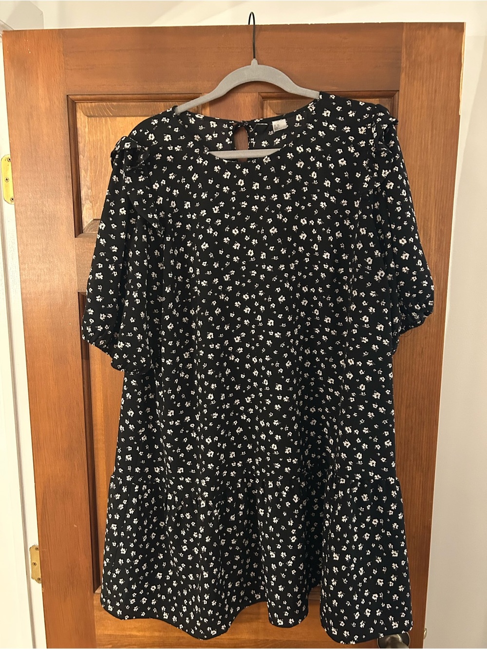 H&M Black Dress with White Floral Print